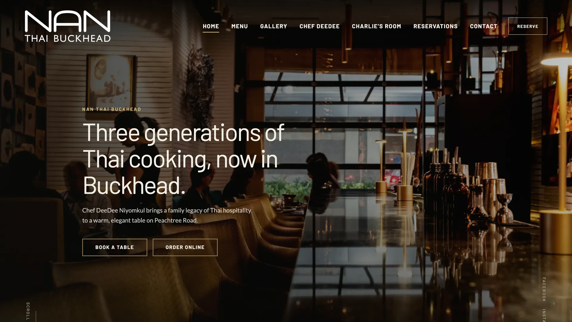 The Nan Thai Buckhead website, home page