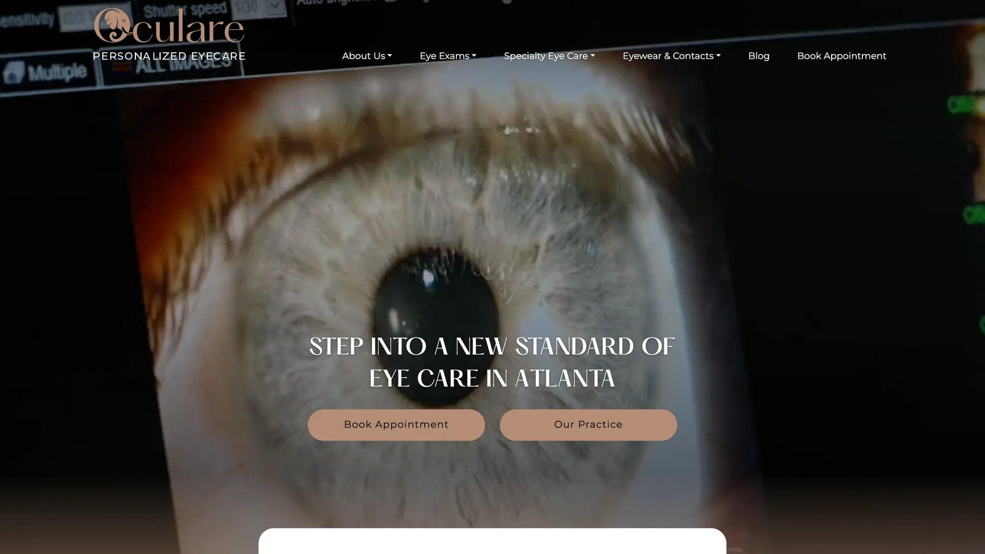 The Oculare website, home page